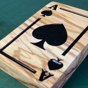 Personalised Wood And Resin Poker Trophy Ace Of Spades, 7 of 7