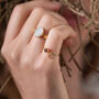 Pink Tourmaline And Rose Quartz Gold Vermeil Ring, thumbnail 2 of 6