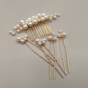 Pearl Bridal Hair Comb And Pin Set, 5 of 5