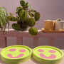 Smiley Face Coasters/ Trays Yellow And Pink Set Of Two, thumbnail 2 of 9