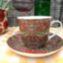 Large Cup And Saucer In William Morris Red Strawberry Thief Design, thumbnail 2 of 9