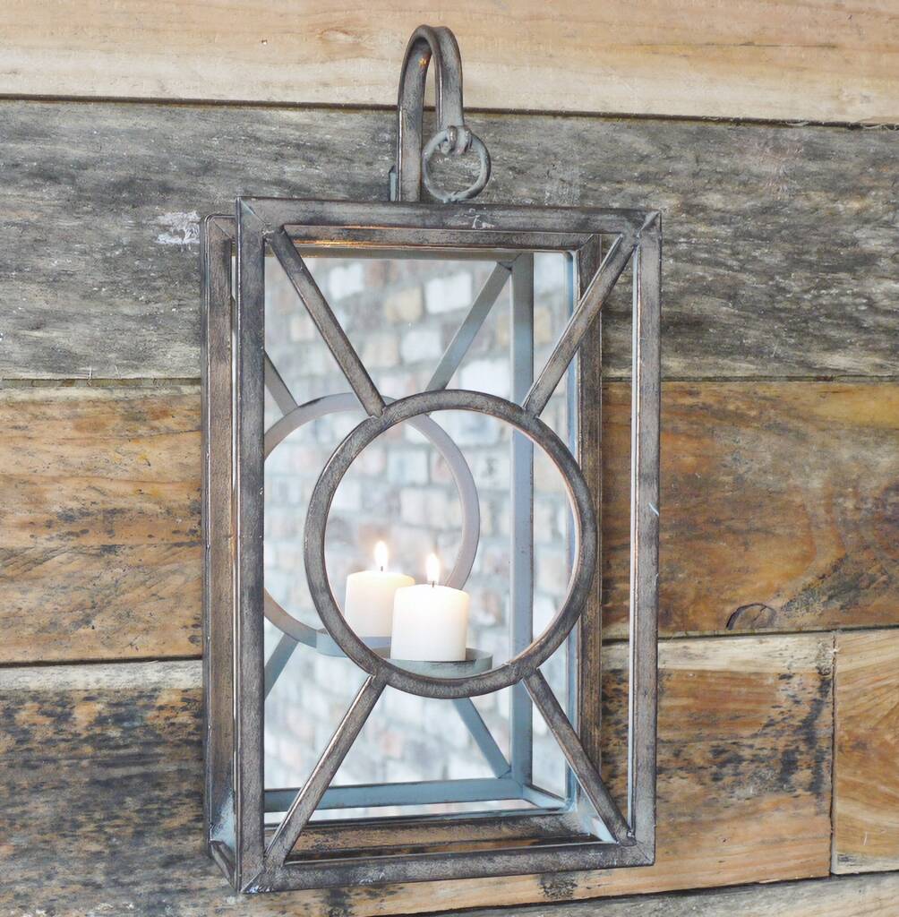 Aged Mirrored Wall Candle Lantern For Home Or Garden, 1 of 2