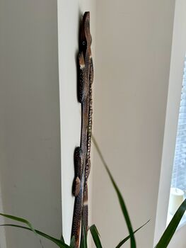 Huge 1m Hand Painted Wooden Gecko Wall Art Stone Inlay, 7 of 8