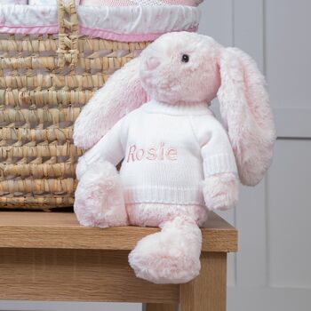 Personalised Pink Baby Gift Basket With Bashful Bunny, 3 of 4