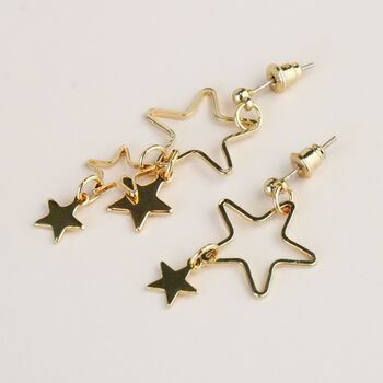 Asymmetrical Star Dangle Stud Earrings, 3 of 3