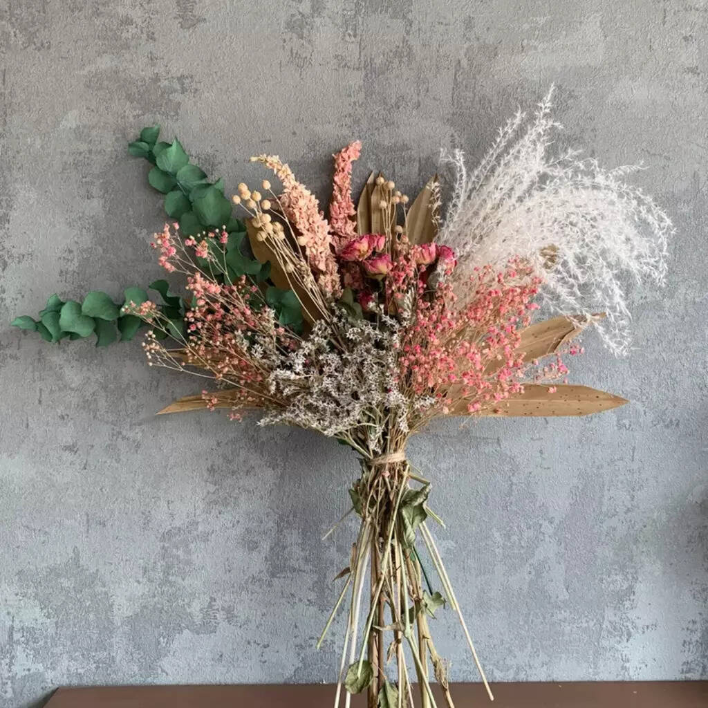 Preserved Eucalyptus And Dried Flower Fluffy Bouquet, 1 of 3