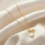 Diamond Initial Necklace With Heart Shaped Freshwater Pearl, thumbnail 1 of 9