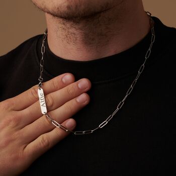 Silver Engraveable Paperclip Link Chain Necklace. Personalised Necklace, 7 of 11