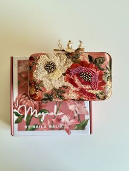 Florence Printed Embroidered Clutch Bag, 8 of 8