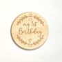 Wooden Baby Announcement 1st Birthday Engraved Sign, thumbnail 3 of 4