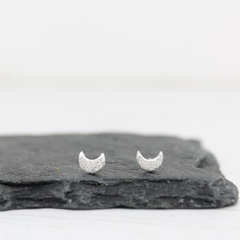 Sterling Silver Mini Moon Studs, 4 of 8