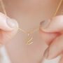 Gold Irena Script Initial Necklace, thumbnail 1 of 10