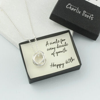 60th Birthday Sterling Silver Ring Necklace, 5 of 6