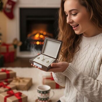 Personalised Sterling Silver And Gold Stirrup Gift Set, 10 of 10