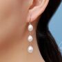 Baroque Pearl Trio Drop Hook Earrings In Sterling Silver, thumbnail 1 of 12