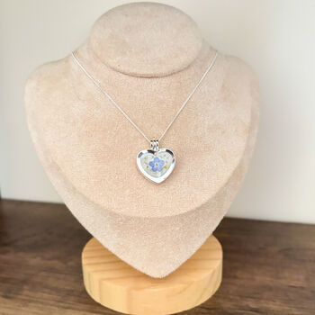 Cremation Forget Me Not Heart Locket Necklace, 6 of 8