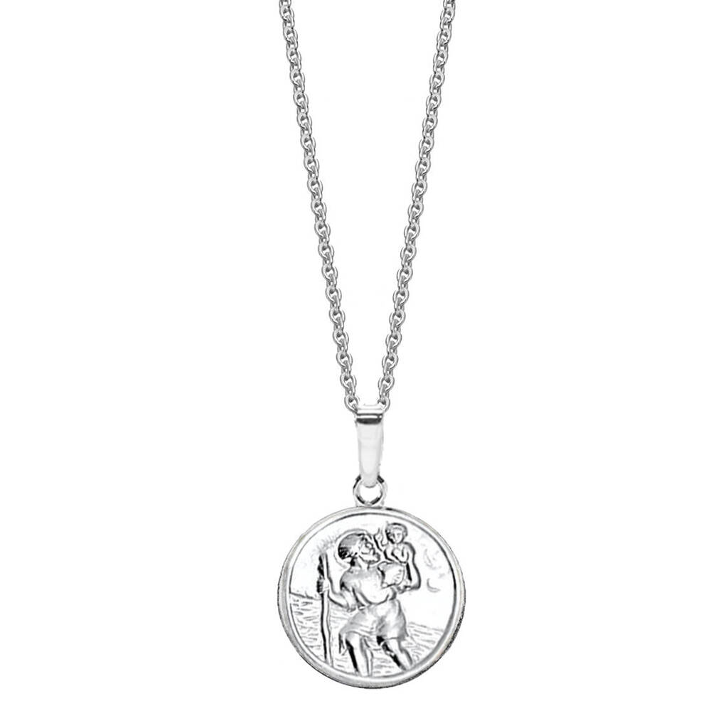 Sterling Silver St. Christopher Medal on 24 inch chain | The Catholic  Company®