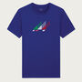 Downhill Ski Italia Blue Organic T Shirt, thumbnail 3 of 6