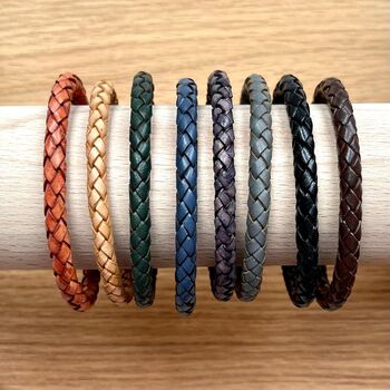 Men's Leather Plaited Bracelet, 2 of 10