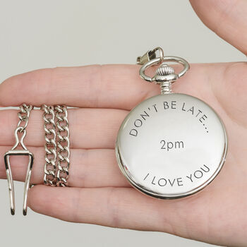 Personalised Dont Be Late Wedding Pocket Watch, 4 of 6