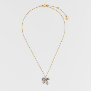 Gold Forget Me Not Bow Pendant Necklace, 5 of 8