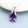 Sterling Silver Amethyst Purple Pear Cut Cz Necklace, thumbnail 3 of 12