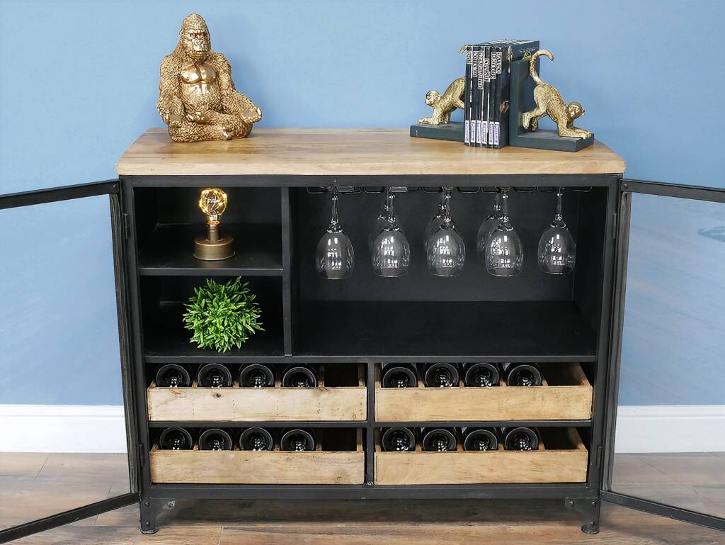 Industrial Metal Wine Bar Drinks Cabinet