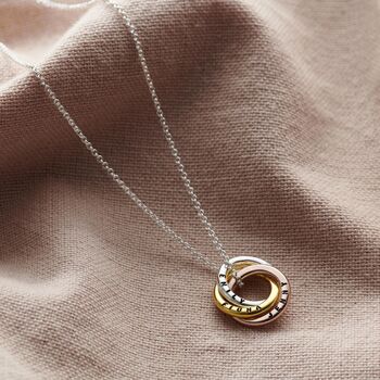 Textured Mixed Gold Mini Russian Ring Necklace, 4 of 7