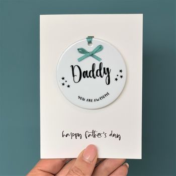 Fathers Day Luxury Card And Ceramic Decoration, 2 of 3
