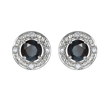 Sterling Silver Birthstone And Diamond Halo Earrings, 10 of 12