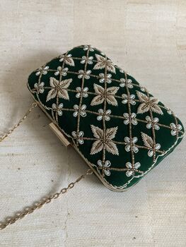 Emerald Green Velvet Handcrafted Clutch Bag, 9 of 9