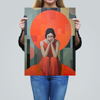 Womens Troubles Orange Moon Portrait Wall Art Print, 2 of 6