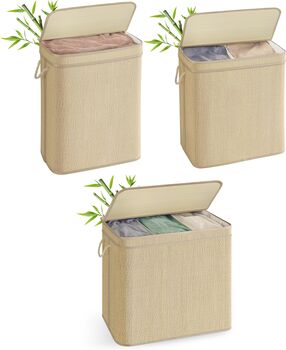 Laundry Basket Bamboo Hamper With Lid, 5 of 5