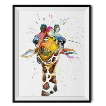 Rainbow Giraffe By Katherine Williams Fine Art Print, 2 of 3