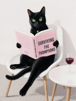 Your Own Cat Reading Book Wall Art Print | Customise Colours And Book Title, 7 of 7