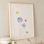 Agapanthus And Butterflies Art Print, thumbnail 1 of 2