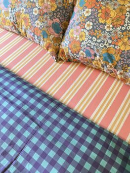 Vintage Stripe Organic Cotton King Frilled Sheet, 3 of 3