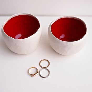 Handmade Round Glossy Ceramic Ring / Salt Dishes, 6 of 8