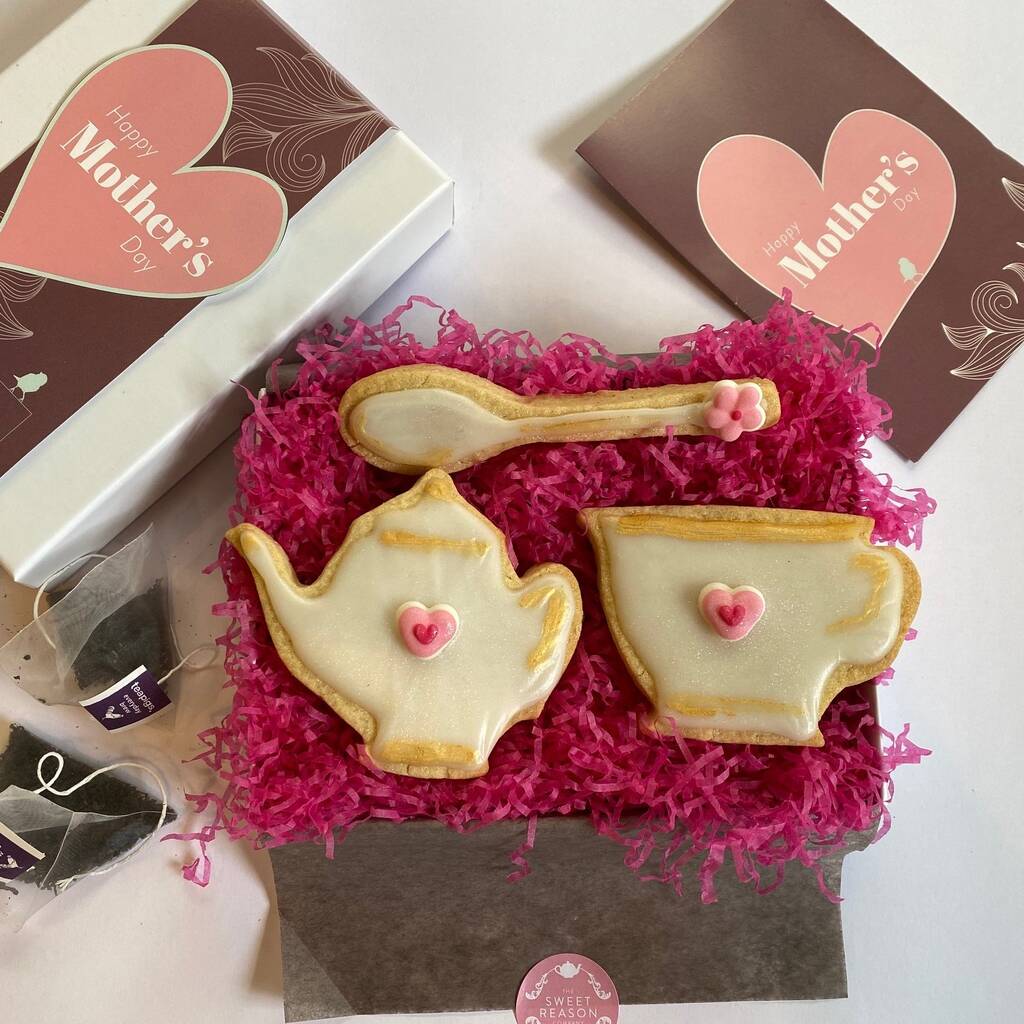 Mother's Day 'cup And Saucer' Biscuit Box And Tea By The Sweet Reason