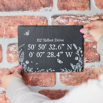 Personalised House Location Coordinates Slate Sign, 2 of 3