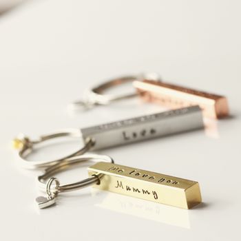 Personalised Copper Bar Keyring For Mum, 3 of 8