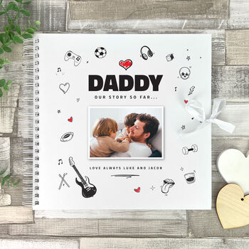 Personalised 'Any Message Doodle Sketch Design For Him' Memory Book For Dad, Grandad, Or A Loved One, 3 of 8