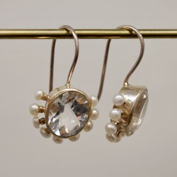 Clear Quartz, Pearl Silver Earrings, 12 of 12