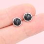 Sterling Silver Genuine Black Onyx Stud Earrings, thumbnail 2 of 11