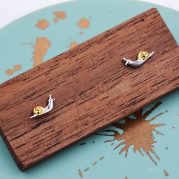 Tiny Little Snail Stud Earrings In Sterling Silver, 2 of 12