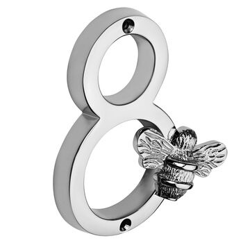 Solid Brass Bee Numbers In Nickel Finish Four Inch, 8 of 9