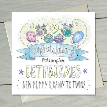 New Twins Congratulation Card, 4 of 5