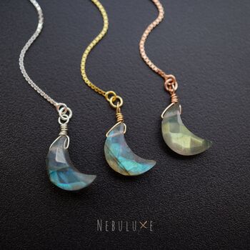 Labradorite Crescent Moon Threader Earrings, 3 of 9