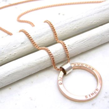9ct Rose Gold Family Names Circle Necklace, 5 of 8