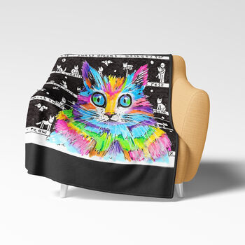 Rainbow Cat Fleece Blanket, 2 of 7